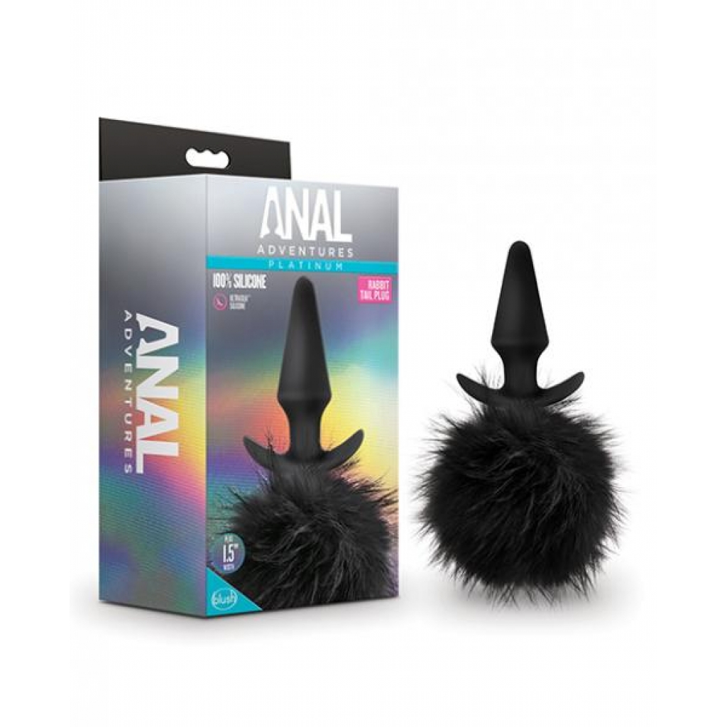 Blush Anal Adventures Platinum Rabbit Tail Plug - Black