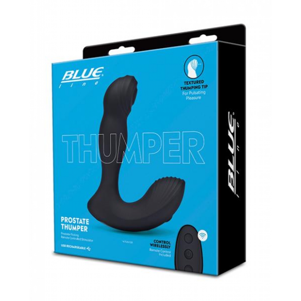 Blue Line Vibrating Prostate Thumper with Remote - Black