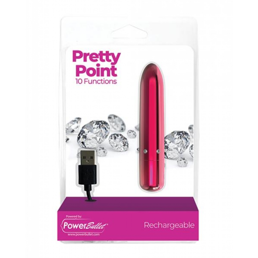 Pretty Point Rechargeable Bullet - 10 Powerful Functions - Pink