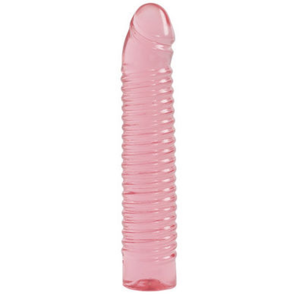 Vivid Ribbed Jellie Penis - Sunrise Pink