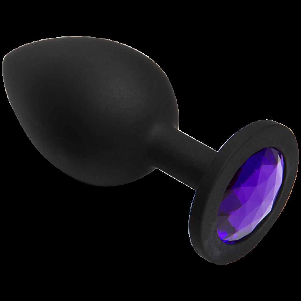 Booty Bling Large Black Plug - Purple Stone