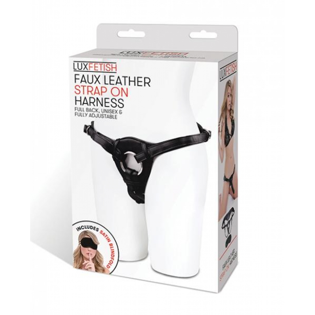 Lux Fetish Patent Leather Strap-On Harness - Black