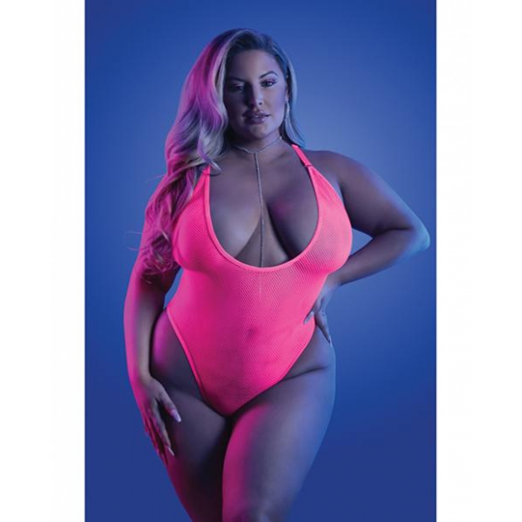 Luminous Glow Electric Haze Teddy in Neon Pink