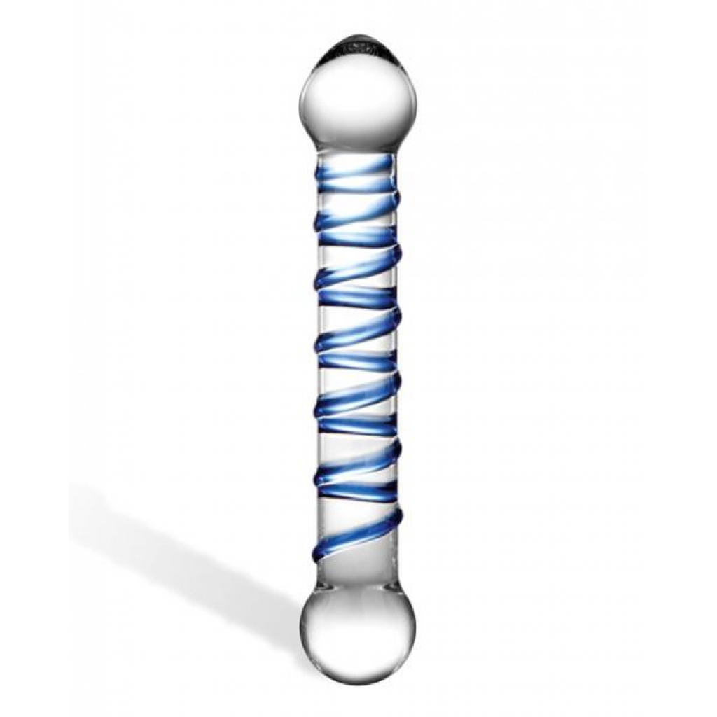 Glas 6.5 inches Glass Spiral Dildo Clear, Blue