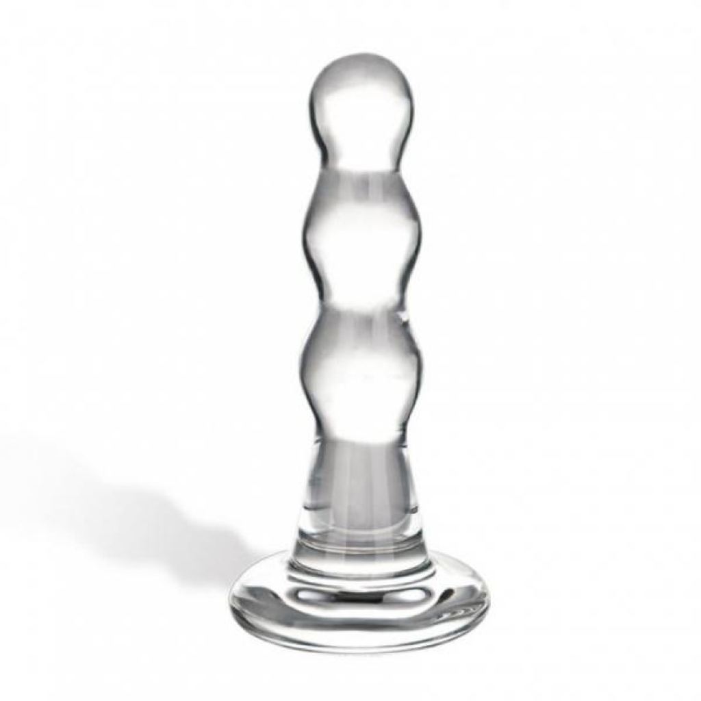 Glass Triple Play Beaded Butt Plug - Clear