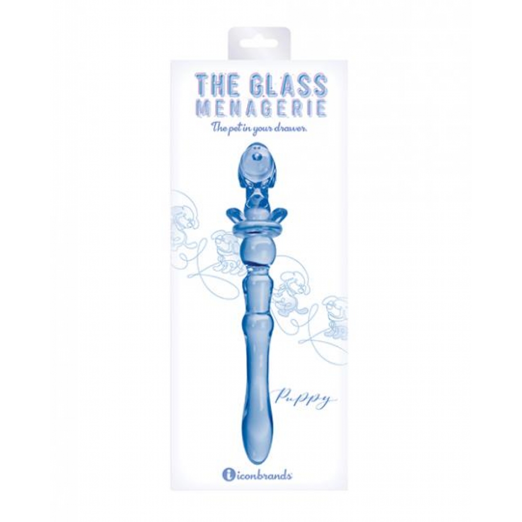 Elegant Glass Menagerie Puppy Glass Dildo - Dark Blue