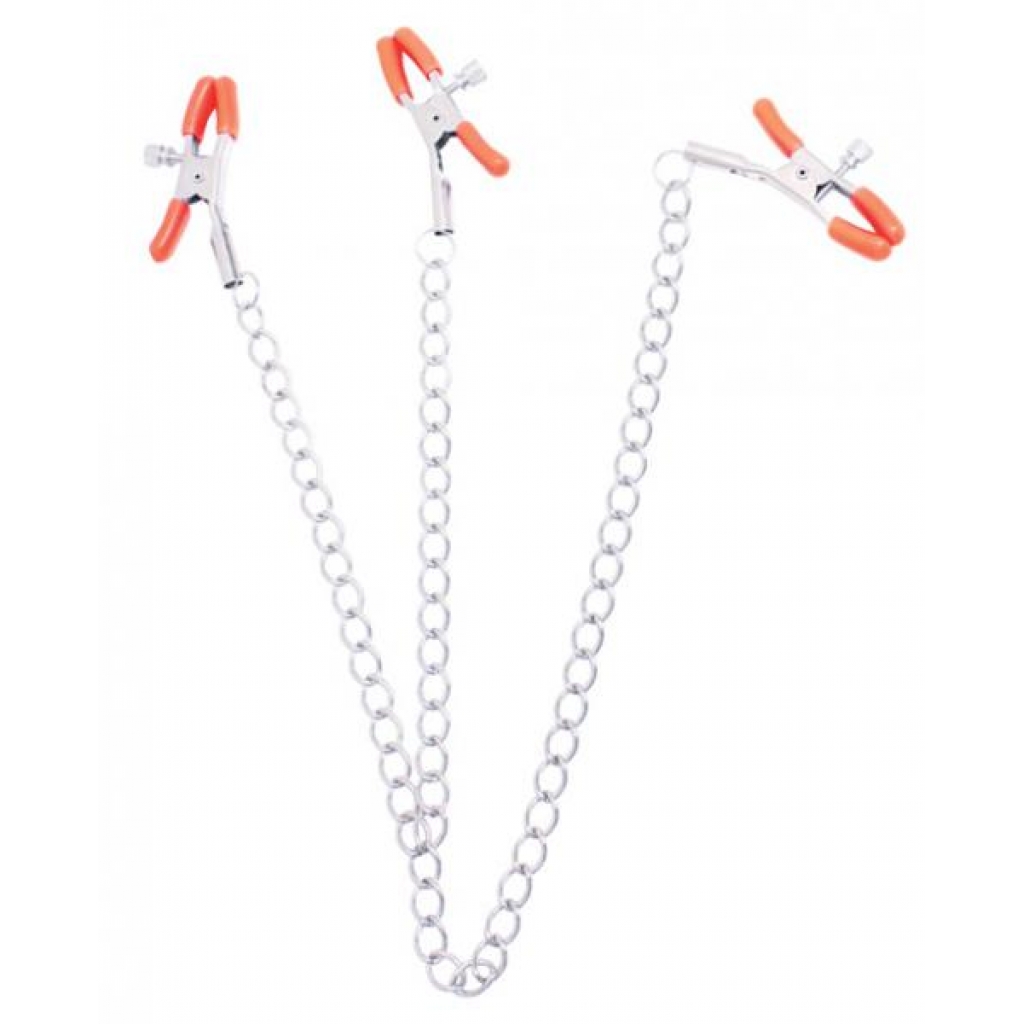 Triple Your Pleasure Nipple & Clitoral Clamps Chain