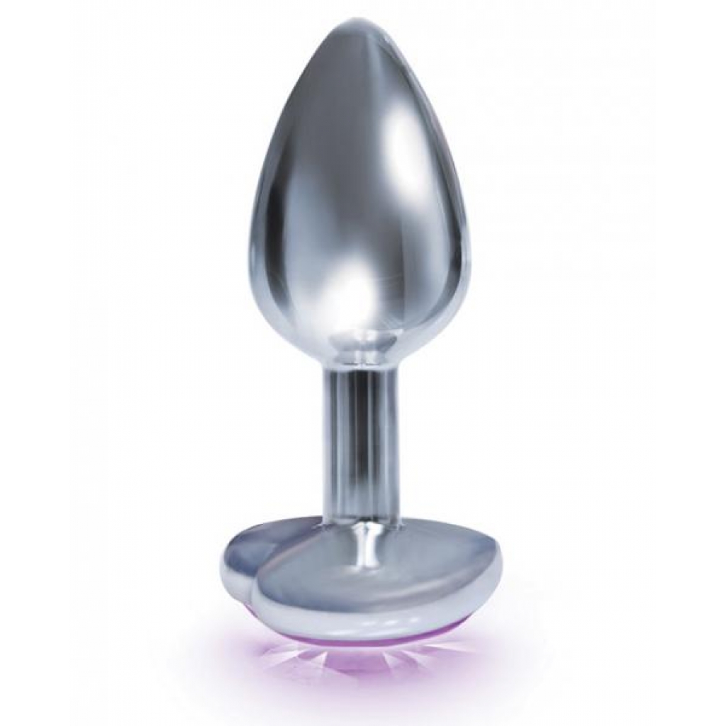 The Silver Starter Bejeweled Heart Stainless Steel Plug Violet