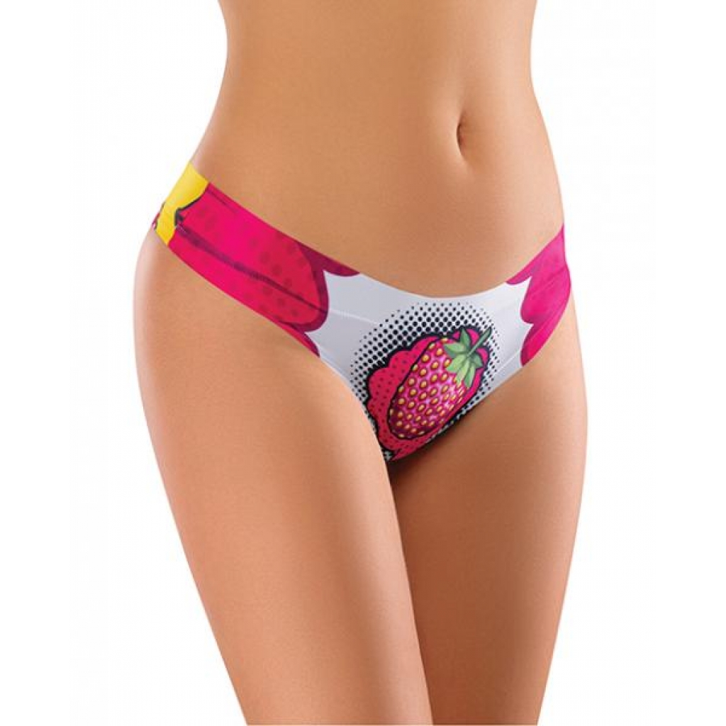 Mememe Intrigue Kissberry Printed Thong - Soft and Stretchy