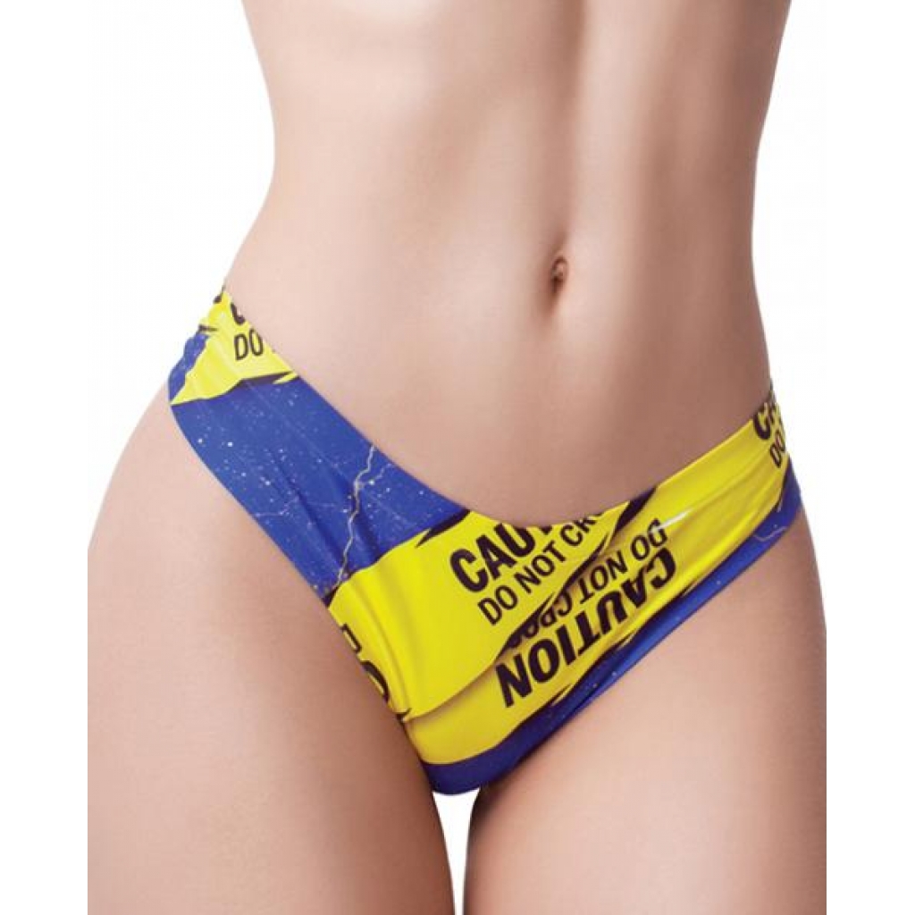 =mememe Urban Geeks Caution Printed Thong - Md