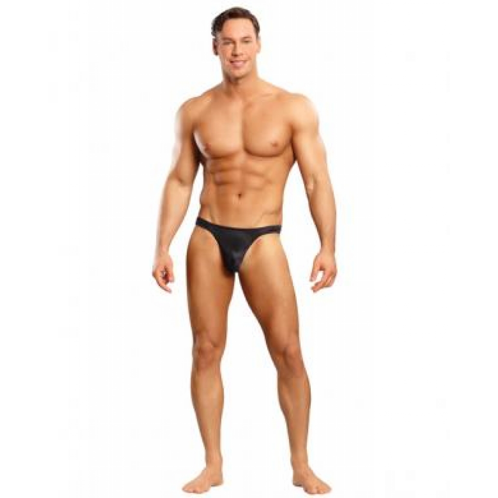 Male Power Satin Bong Thong - Black L/XL