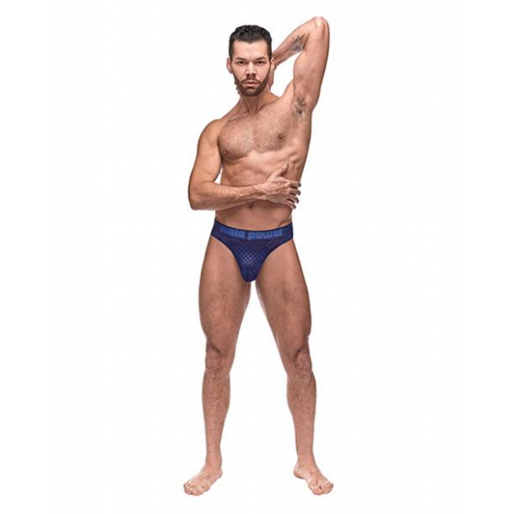 Diamond Mesh Bong Thong - Navy Blue S/M