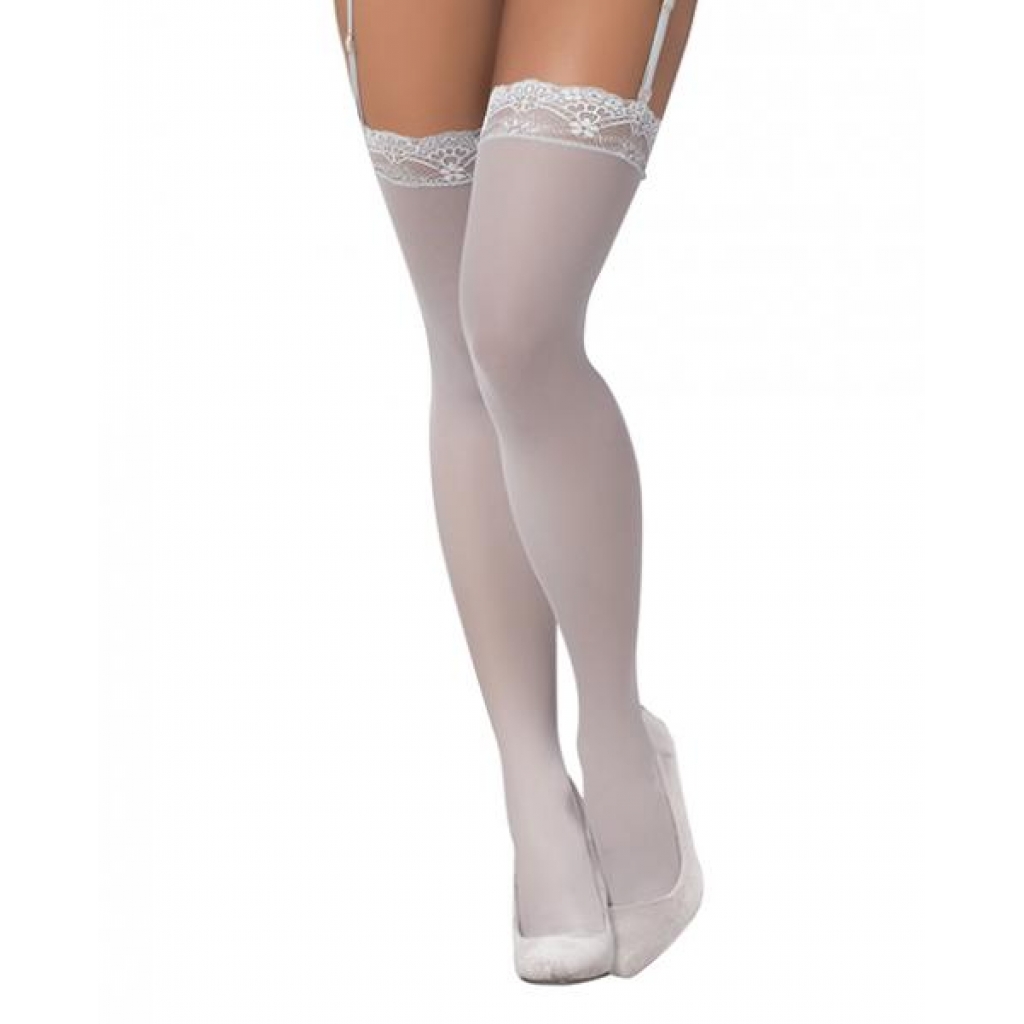 Mesh Thigh High Stockings - Shoreline Grey