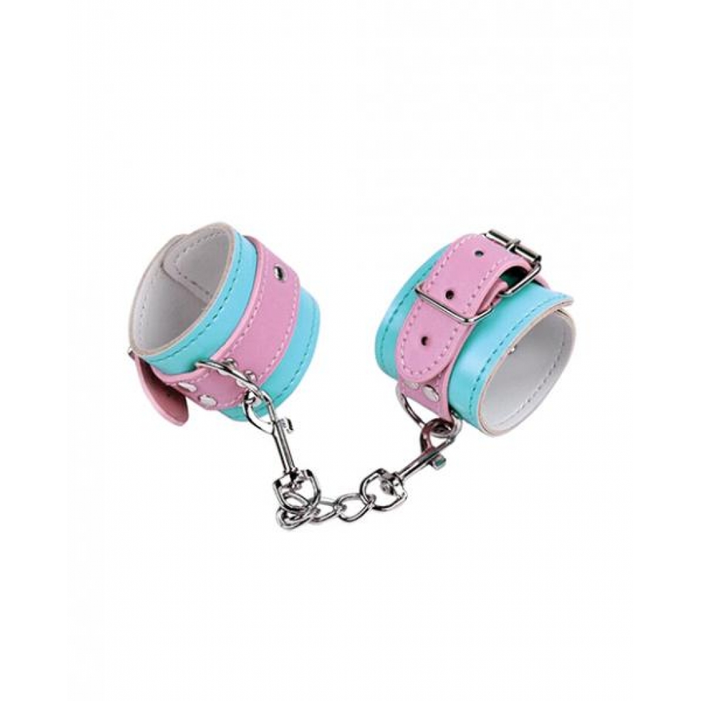 Nobu Fetish Adjustable Handcuffs - Pink/Blue