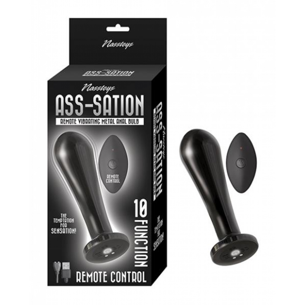 Ass-sation Remote Vibrating Metal Anal Bulb - Black