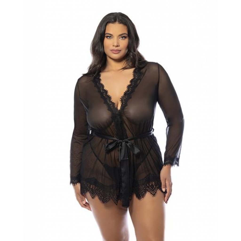 Provence Sheer Shortie Robe - Black - 1x/2x