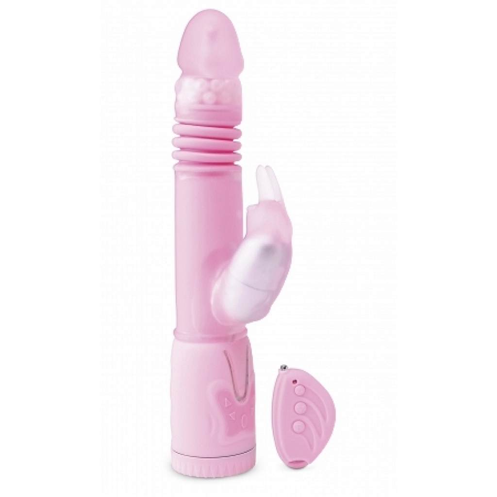 Remote-Controlled Thrusting Rabbit Pearl Vibrator - Pink