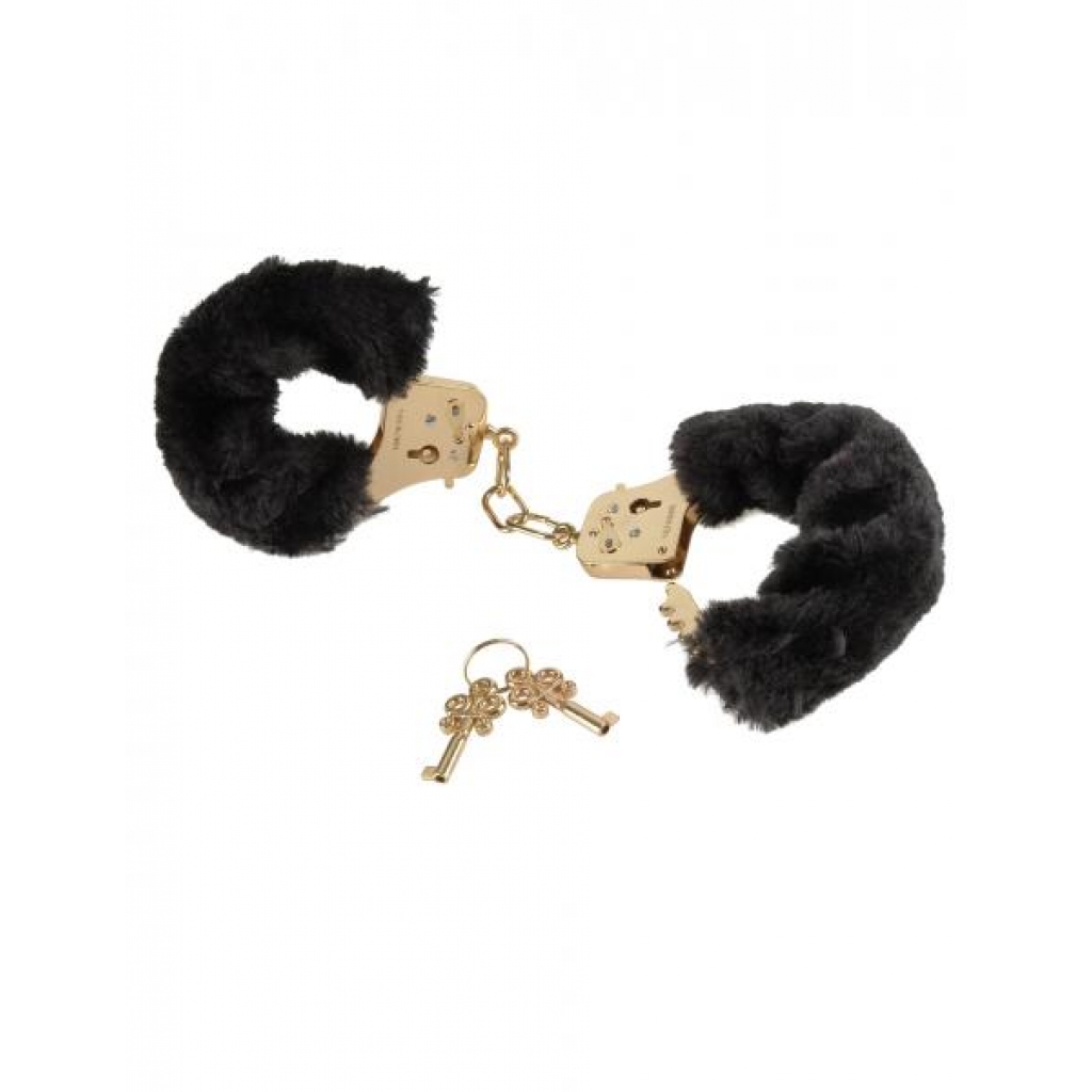 Deluxe Furry Cuffs Black Gold