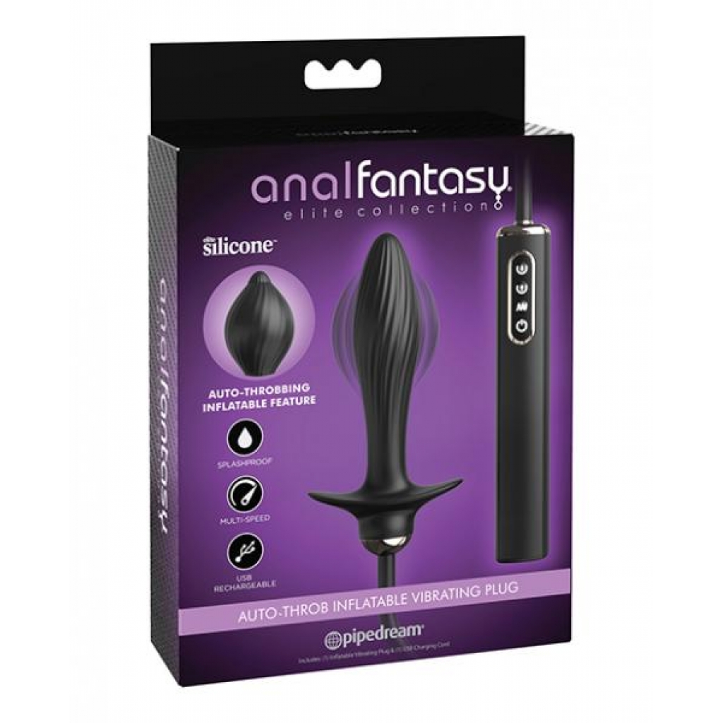 Anal Fantasy Elite Auto Throb Inflatable Vibrating Plug - Black