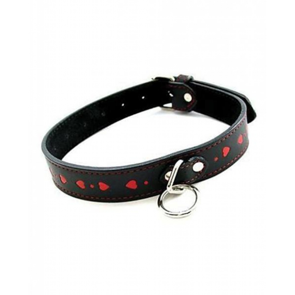 Plesur PVC Collar with Heart Detail in Black/Red