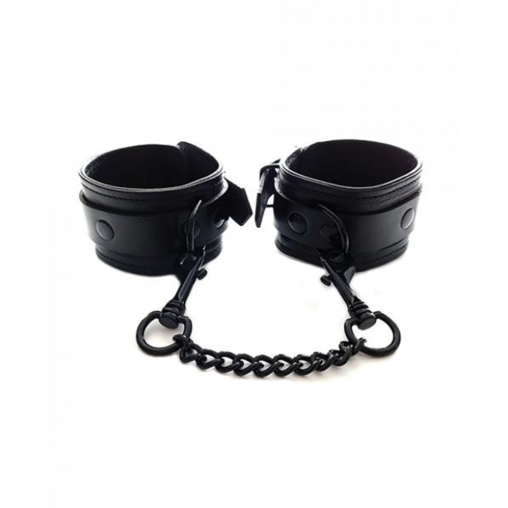 Rouge Leather Ankle Cuffs - Black