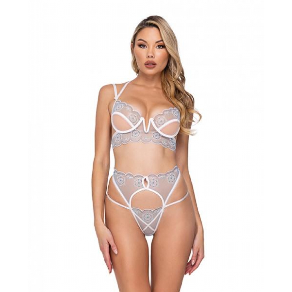 Holiday Snow Queen - Metallic Embroidered Bra & Thong Set