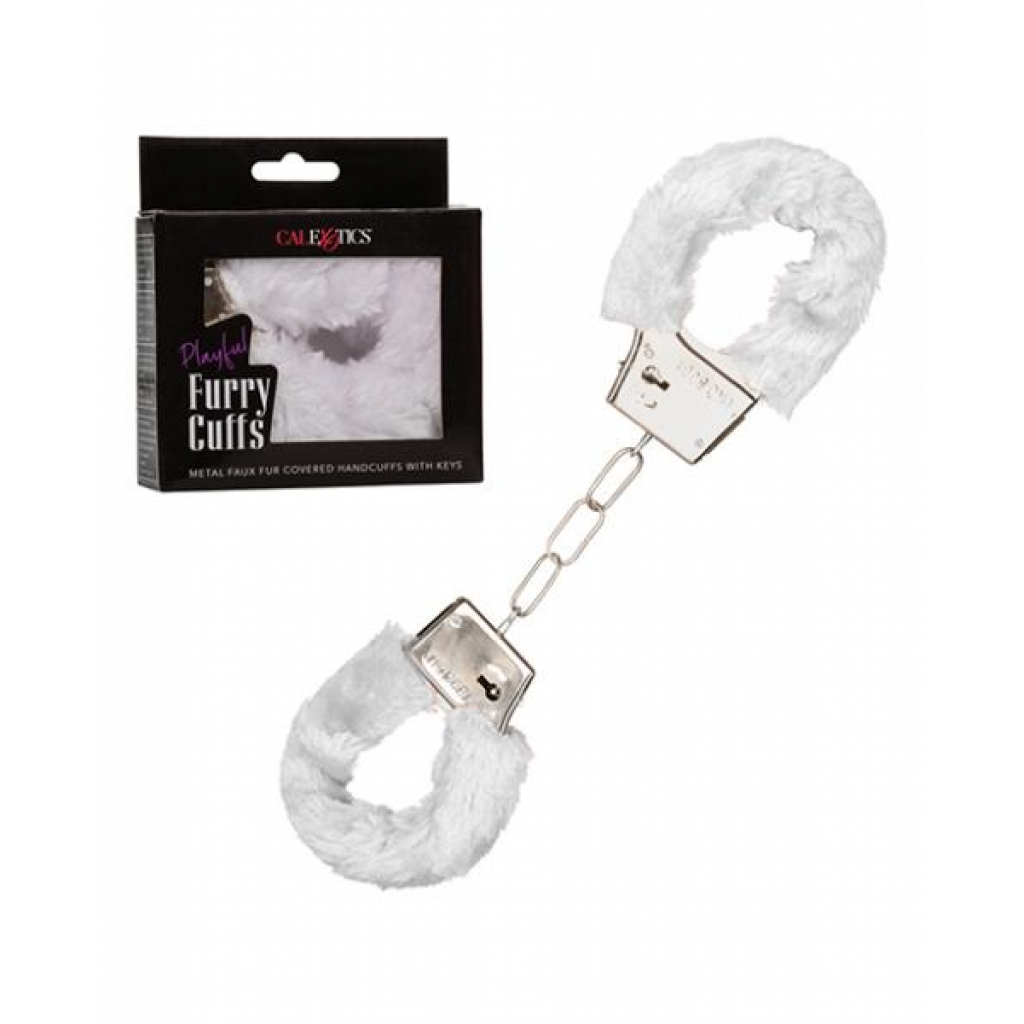 Playful Furry Cuffs in White