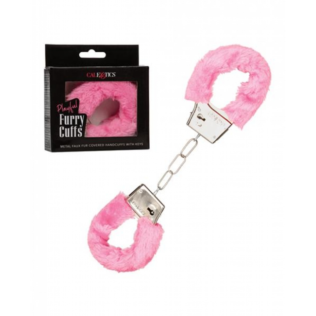 Luxurious Pink Plush Furry Cuffs for Sensual Bondage Play