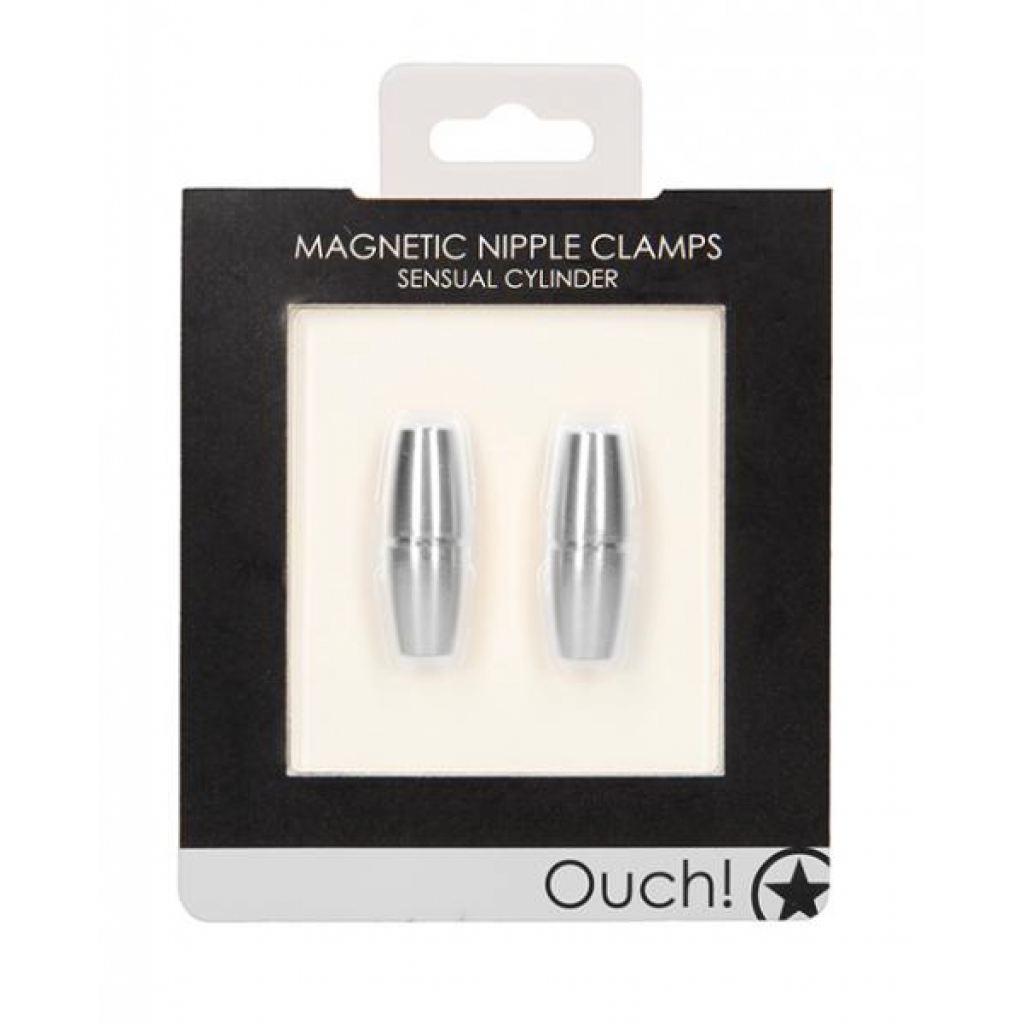 Sensual Cylinder Magnetic Nipple Clamps - Silver