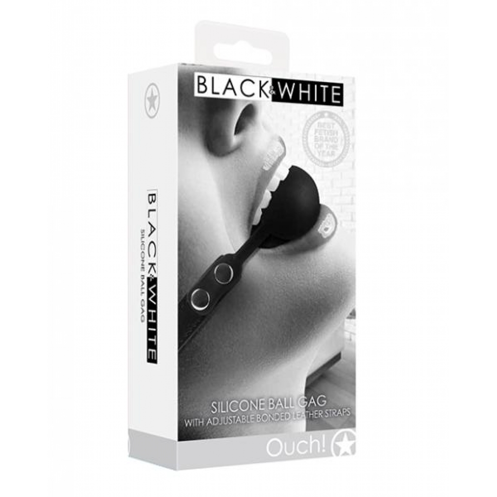 Shots Ouch Black & White Silicone Ball Gag