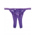 Elegant Scalloped Embroidery Crotchless Panty - Purple O/S