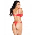 Scalloped Embroidery Shelf Bra - Red 44