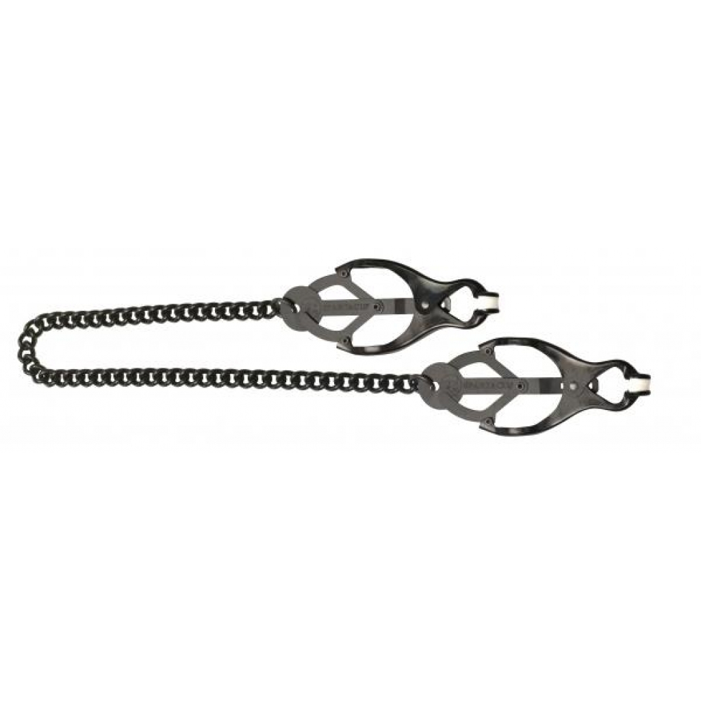 Black Butterfly Nipple Clamps with Chain - Elegant Sensation