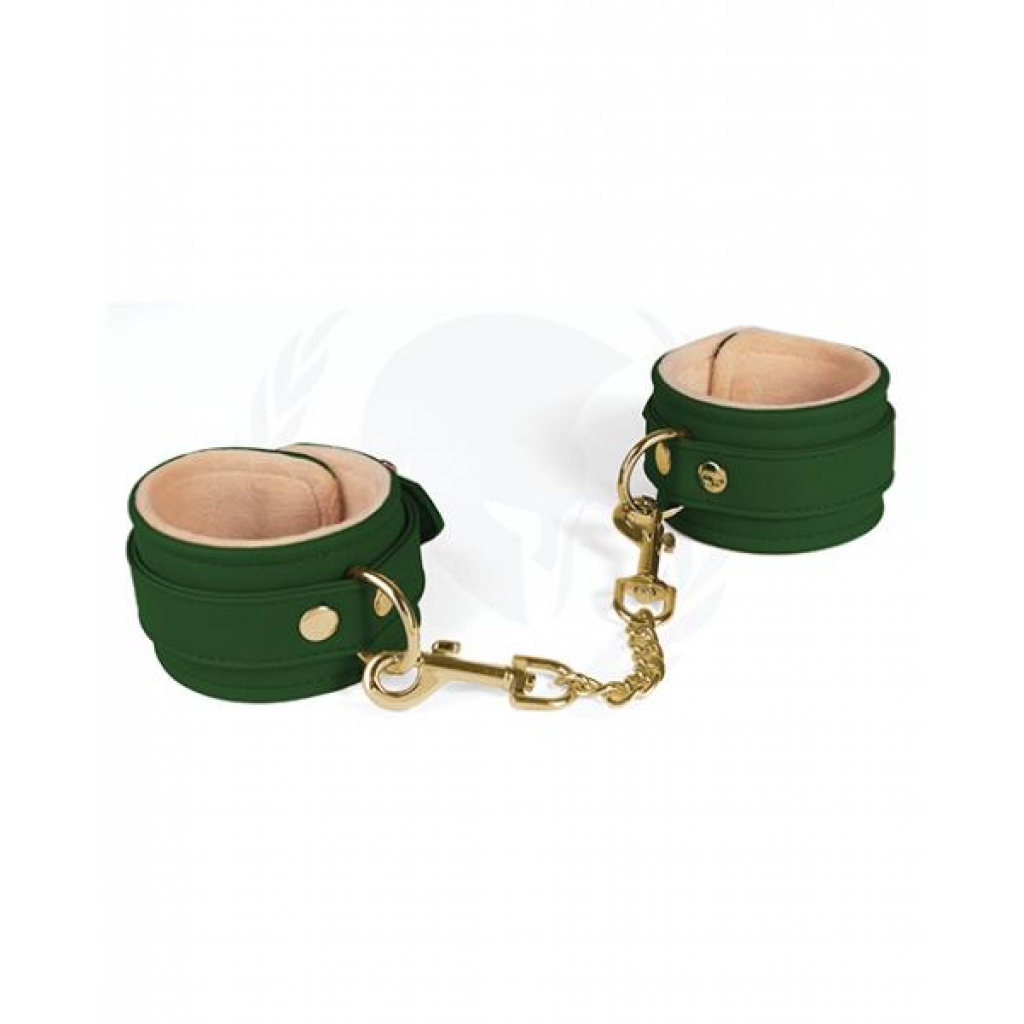 Spartacus PU Ankle Cuffs with Plush Lining - Green