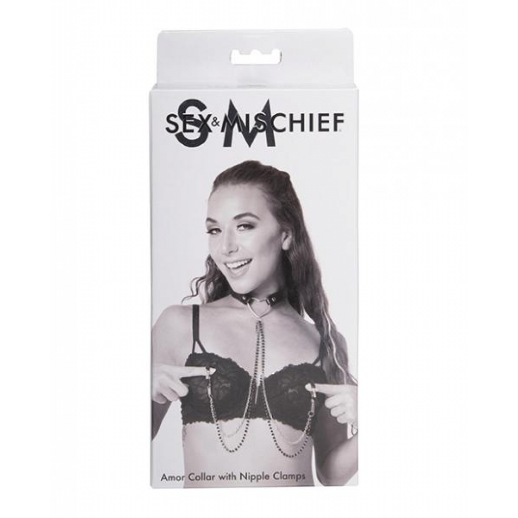 Sex & Mischief Amor Collar with Nipple Clamps