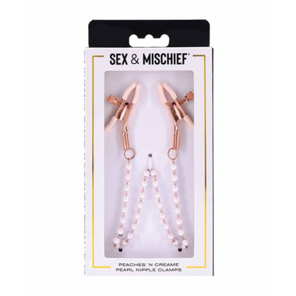 Sex & Mischief Peaches 'n Cream Pearl Nipple Clamps