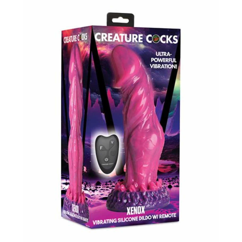 Creature Cocks Xenox Vibrating Silicone Dildo with Remote - Pink/Purple