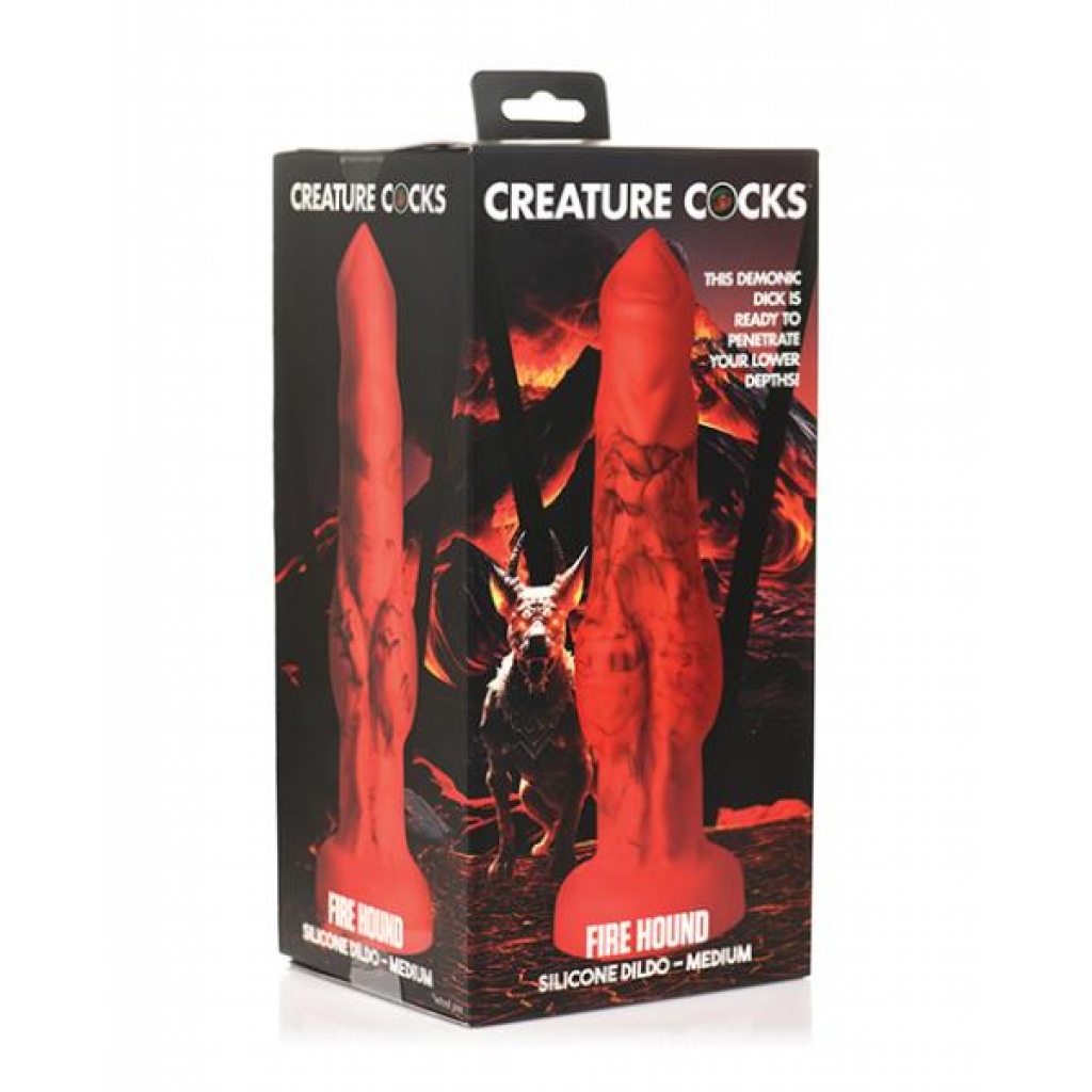 Creature Cocks Fire Hound Silicone Dildo - Medium Red