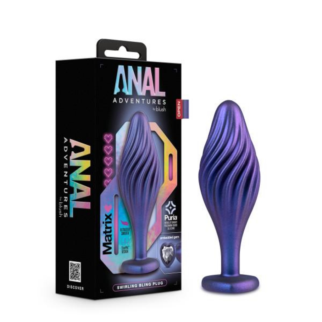 Anal Adventures Matrix Swirl Bling Plug - Sapphire