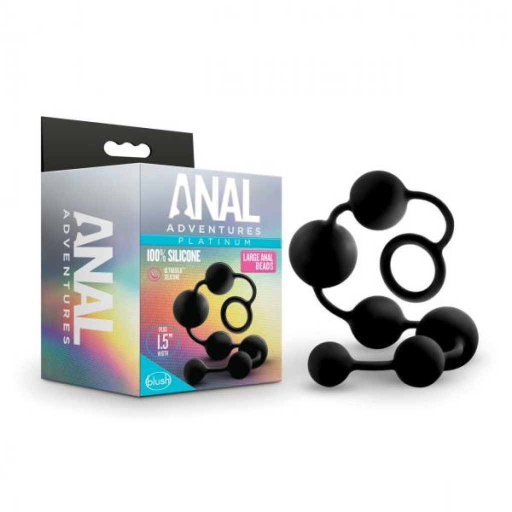 Anal Adventures Platinum Black Silicone Large Anal Beads