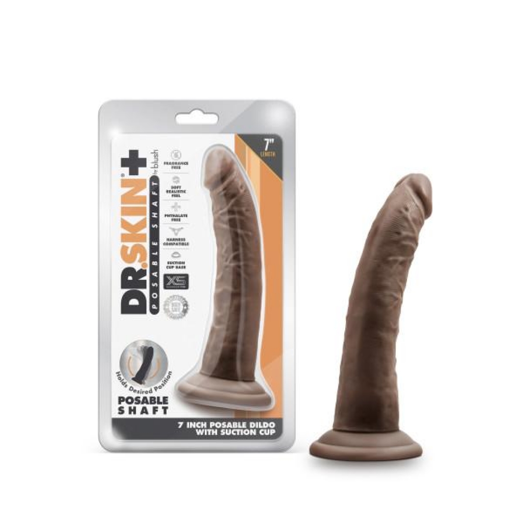 Dr. Skin Plus 7in Poseable Dildo - Chocolate