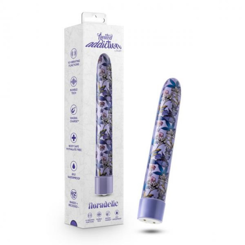 Limited Addiction Floradelic 7 Inch Rechargeable Vibe - Purple