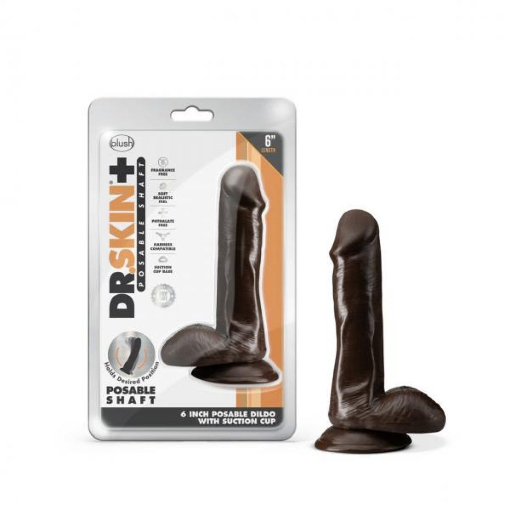 Dr. Skin Plus 6in Poseable Dildo - Chocolate