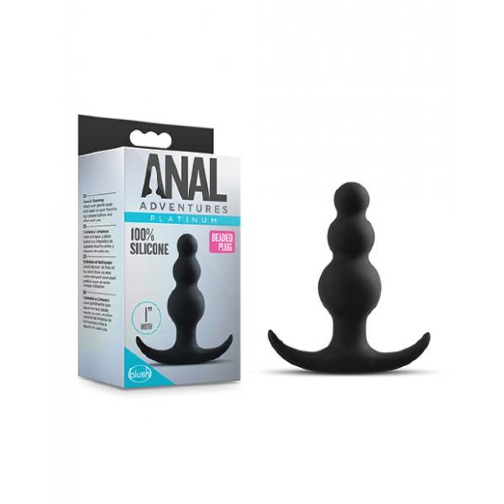 Anal Adventures Platinum Beaded Plug - Black