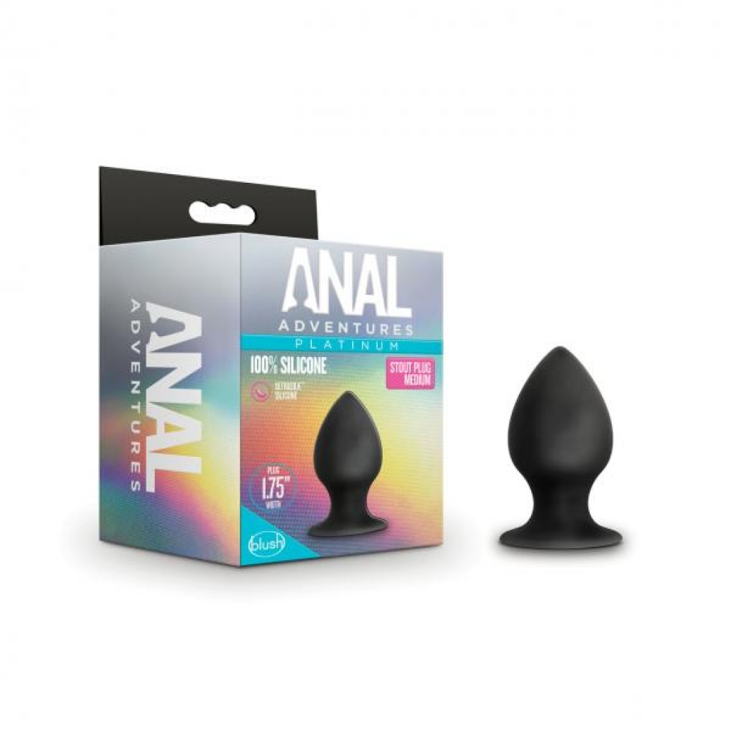 Platinum Silicone Medium Anal Stout Plug - Black