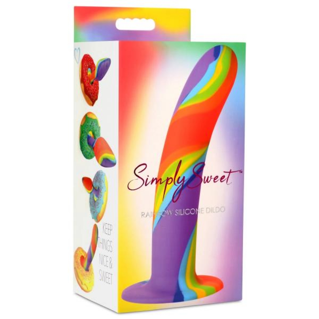 Simply Sweet Rainbow Silicone Dildo: Premium Pleasure