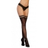 Striped Top Sheer Thigh High Stockings - Black