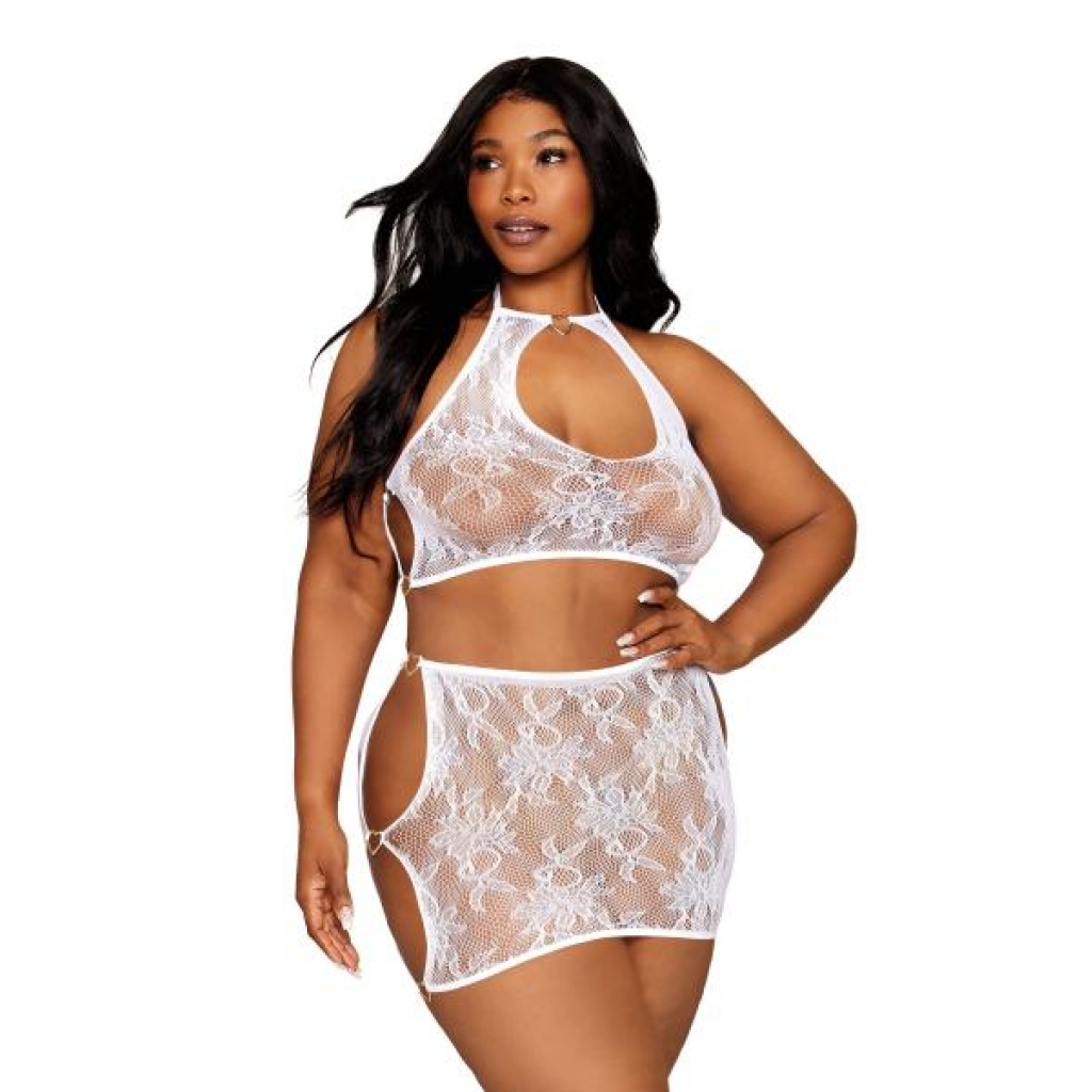 Seamless Lace Bralette & Mini Skirt Set