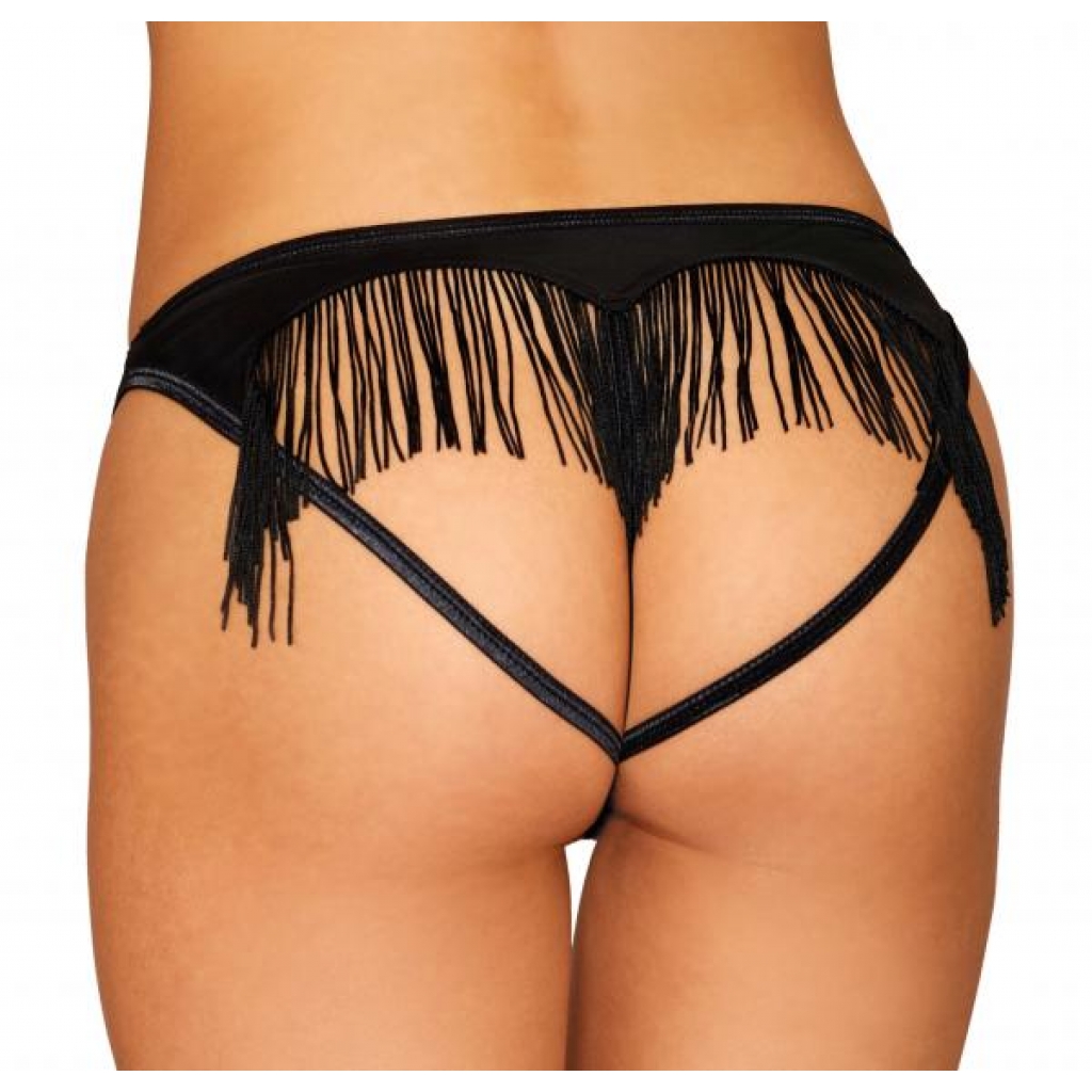 Dreamgirl Heart Back Panty with Fringe - Black Medium