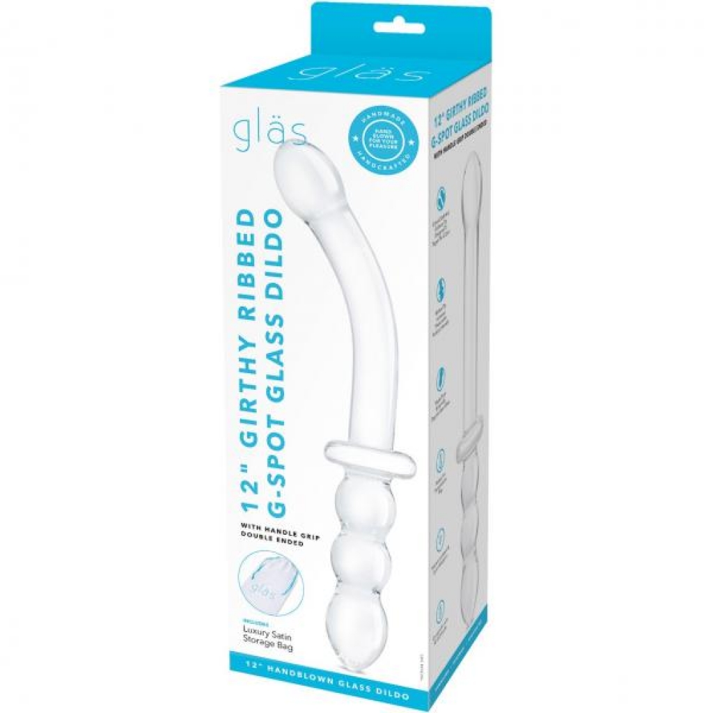 Glas G-Spot Glass Dildo with Handle Grip - 12 Inches